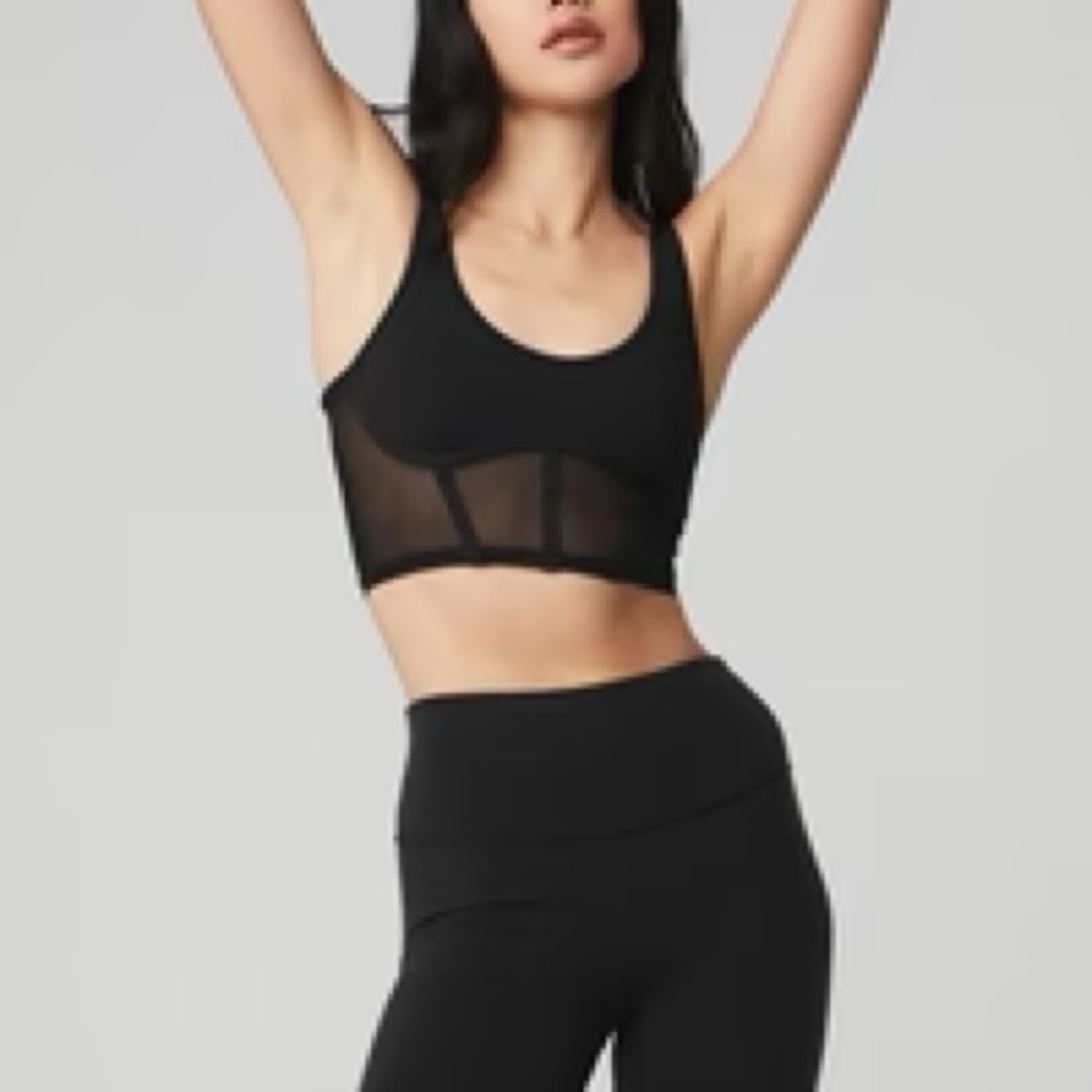 ALO Yoga Airbrush Mesh Corset Tank, Black, Size S